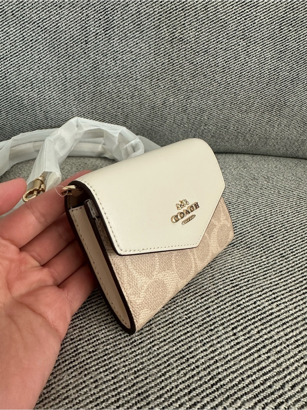 NWT Coach Mini Envelope Wallet With Strap In Signature Canvas CX162 - Picture 2 of 8